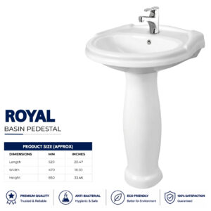 Royal wash basin pedestal ivory color round ceramic design