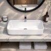 28 Inch Vanity Wash Basin by Dell Sanitary Ware in White Ceramic Finish