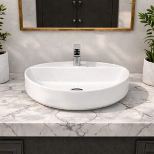 V10 vanity wash basin triangle white ceramic countertop