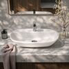1009 vanity wash basin oval white ceramic countertop