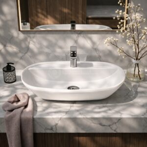 1009 vanity wash basin oval white ceramic countertop