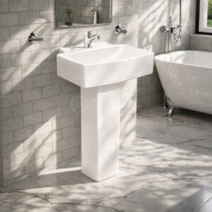 Dell 6 Wash Basin Pedestal white ceramic floor mounted