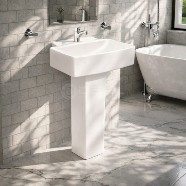 Dell 6 Wash Basin Pedestal Rectangle Design Dell 6 Wash Basin Pedestal white ceramic floor mounted