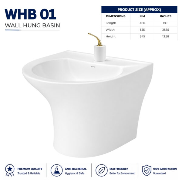 Wall Hang 1 Wash Basin Pedestal - Dell Sanitary Ware