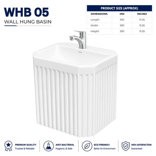 Wall Hang Basin 5 Wash Basin - Dell Sanitary Ware