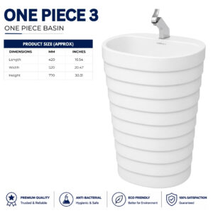 Dell One Piece 3 Wash Basin - Dell Sanitary Ware