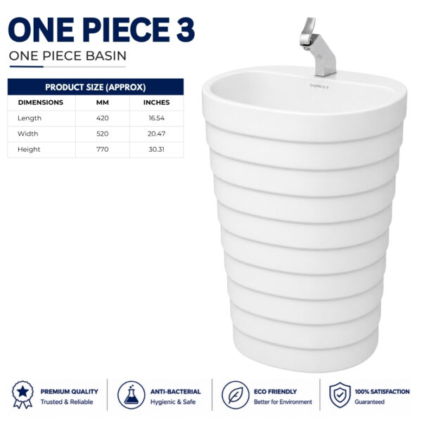 Dell One Piece 3 Wash Basin - Dell Sanitary Ware