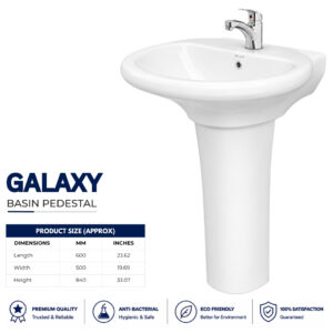 Galaxy 1 wash basin pedestal white ceramic round design