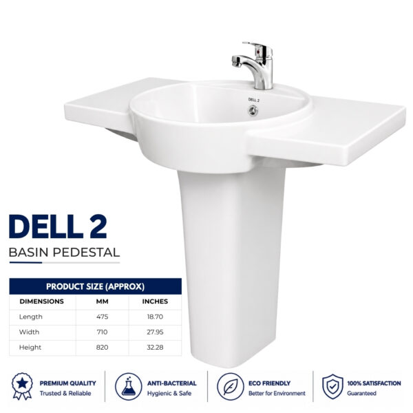 Dell 2 Wash Basin Pedestal - Dell Sanitary Ware