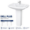 Dell Plus Wash Basin Pedestal white ceramic floor