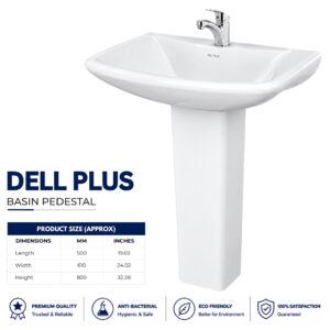 Dell Plus Wash Basin Pedestal white ceramic floor