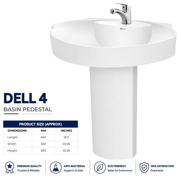 Dell 4 Wash Basin Pedestal - Dell Sanitary Ware Dell 4 Wash Basin Pedestal - Dell Sanitary Ware