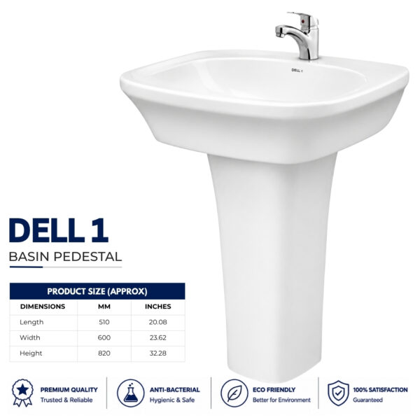 Dell Wash Basin Pedestal - Dell Sanitary Ware