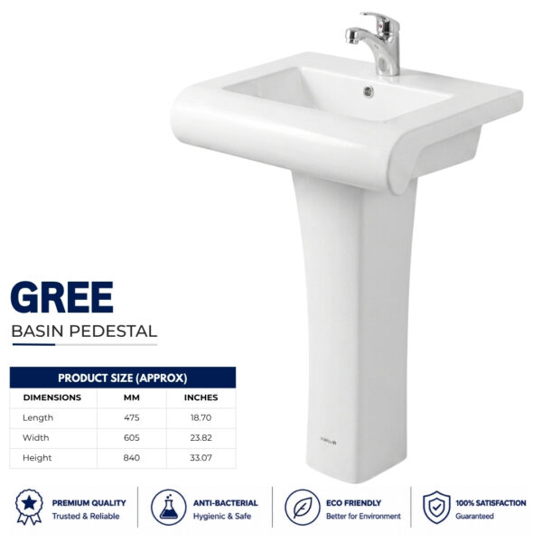 Gree Wash Basin Pedestal - Dell Sanitary Ware