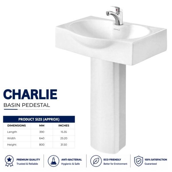 Charlie Wash Basin Pedestal - Dell Sanitary Ware