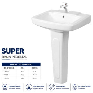 Super Wash Basin Pedestal - Dell Sanitary Ware