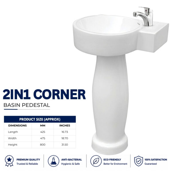 2in1 Wash Basin Pedestal - Dell Sanitary Ware