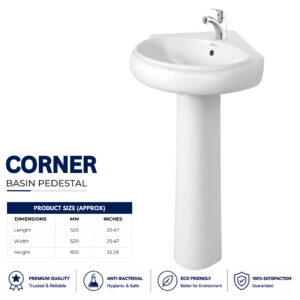 Corner Wash Basin Pedestal - Dell Sanitary Ware