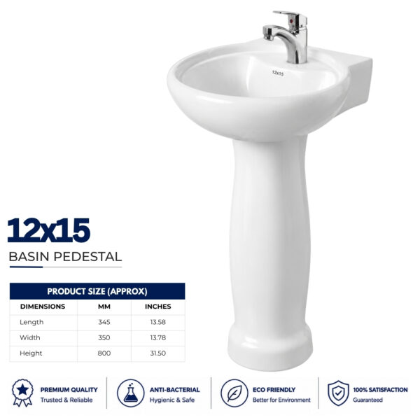 12x15 Wash Basin Pedestal - Dell Sanitary Ware