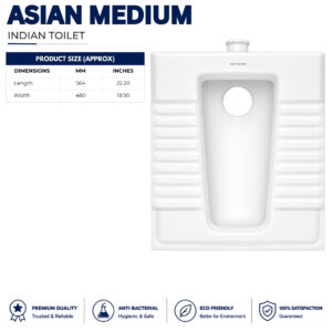 Asian Flat Indian Toilet by Dell Sanitary Ware with glossy white ceramic finish
