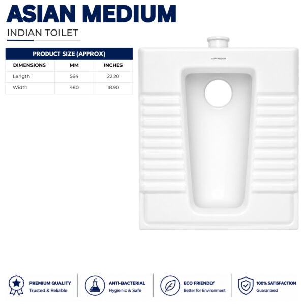Asian Flat Indian Toilet by Dell Sanitary Ware with glossy white ceramic finish