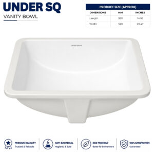 Square under counter vanity wash basin white ceramic