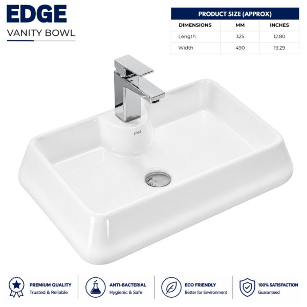 Edge Vanity Wash Basin - Dell Sanitary Ware