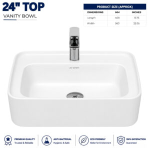 24 inch vanity wash basin white ceramic countertop rectangular