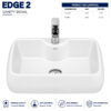 Edge 2 Vanity Wash Basin by Dell Sanitary Ware in