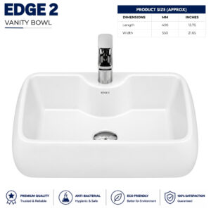Edge 2 Vanity Wash Basin by Dell Sanitary Ware in