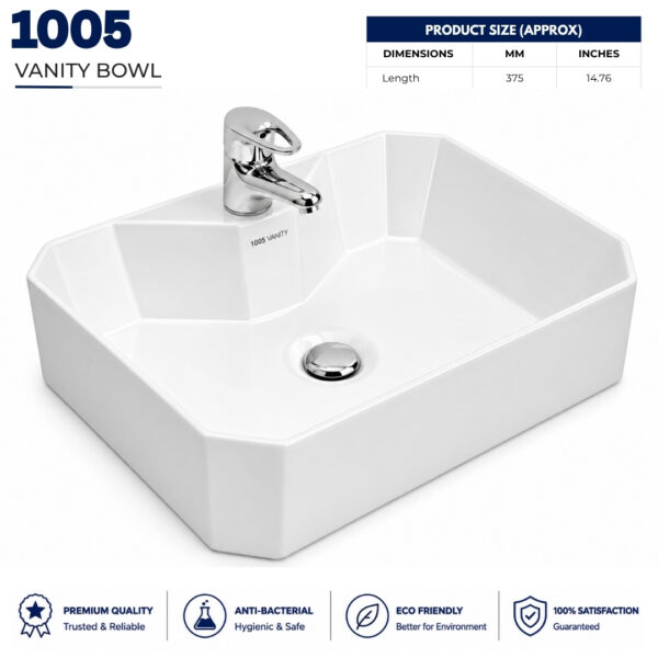 1005 Vanity Wash Basin - Dell Sanitary Ware