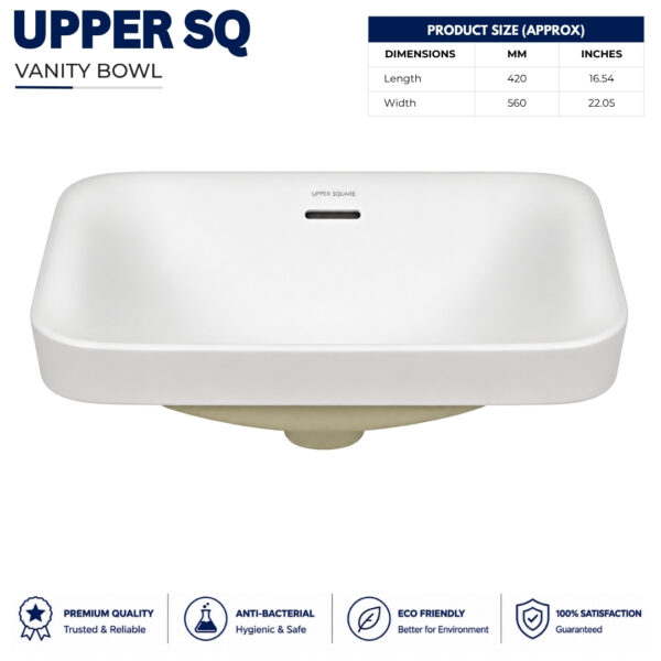 Upper Square Vanity Wash Basin white ceramic countertop