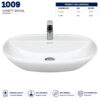 1009 vanity wash basin oval white ceramic countertop