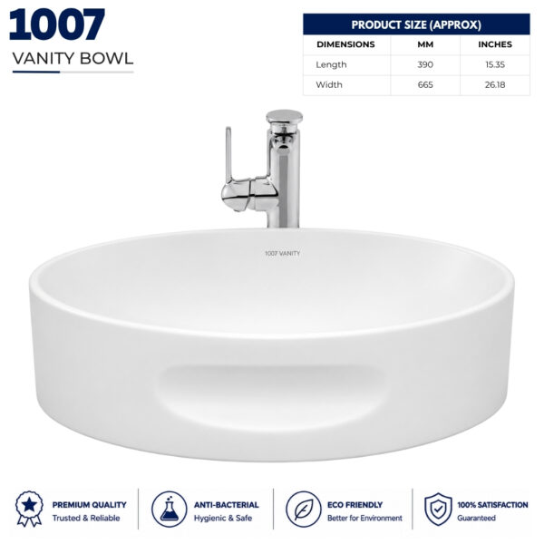 1007 Vanity Wash Basin - Dell Sanitary Ware