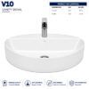 V10 vanity wash basin triangle white ceramic countertop