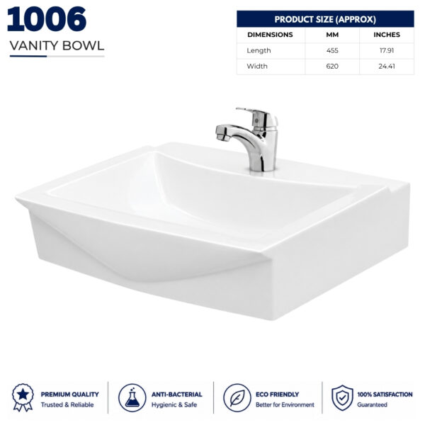1006 vanity wash basin white ceramic countertop bathroom sink