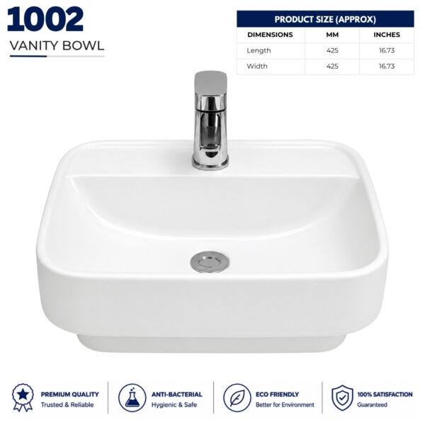 1002 Vanity Wash Basin - Dell Sanitary Ware 1002 Vanity Wash Basin - Dell Sanitary Ware